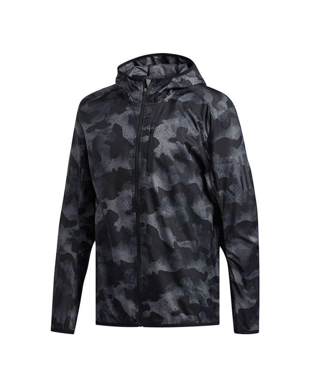 Adidas Blue Sports Training Camouflage Woven Hooded Jacket for men