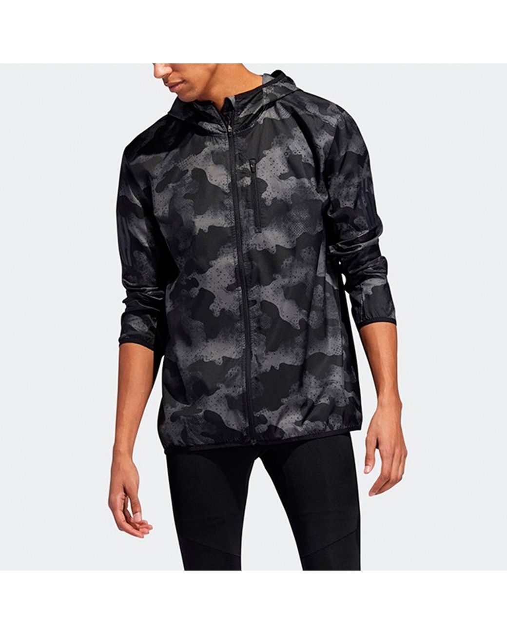Adidas Blue Sports Training Camouflage Woven Hooded Jacket for men