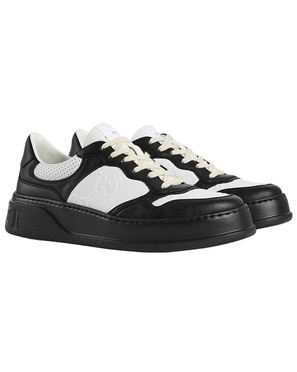 Gucci Black Gg Embossed Lace-Up Sneakers for men