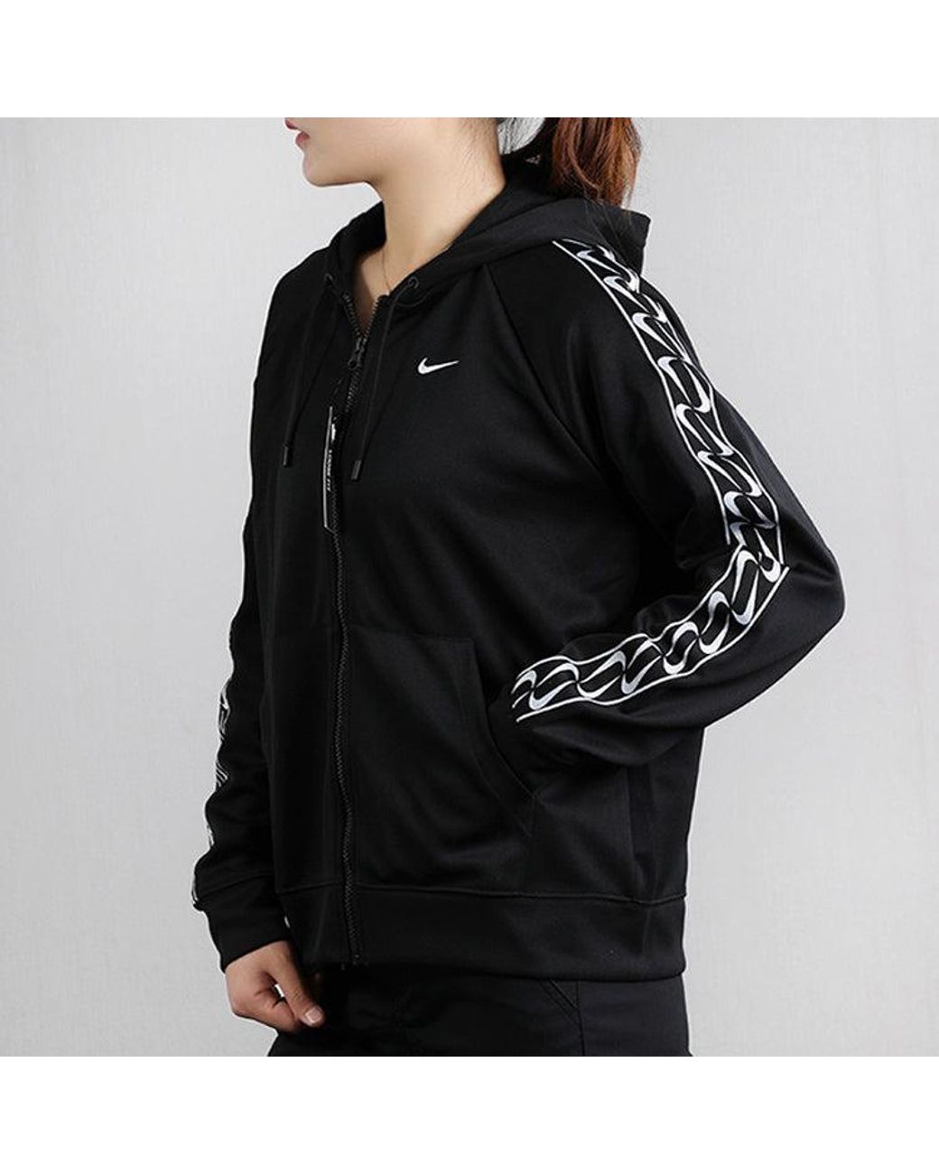 Nike Black (Wmns) Side Logo Zipper Hooded Jacket