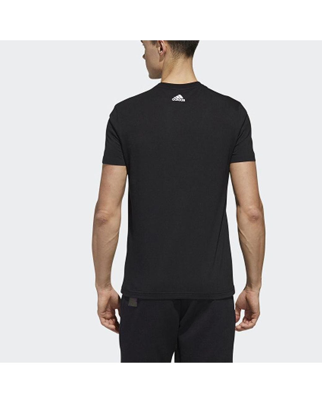 Adidas Black Minimalistic Logo Solid Color Short Sleeve for men