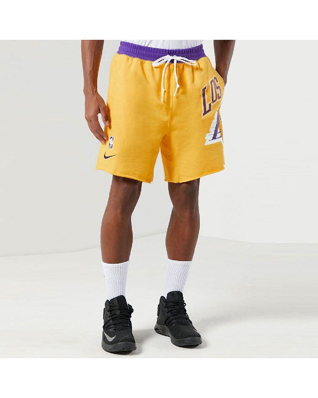 Nike Yellow Los Angeles Lakers Basketball Athleisure Casual Sports Breathable Shorts for men