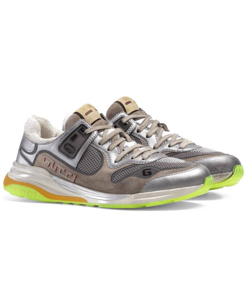 Gucci Gray Silver Ultrapace Sneakers for men