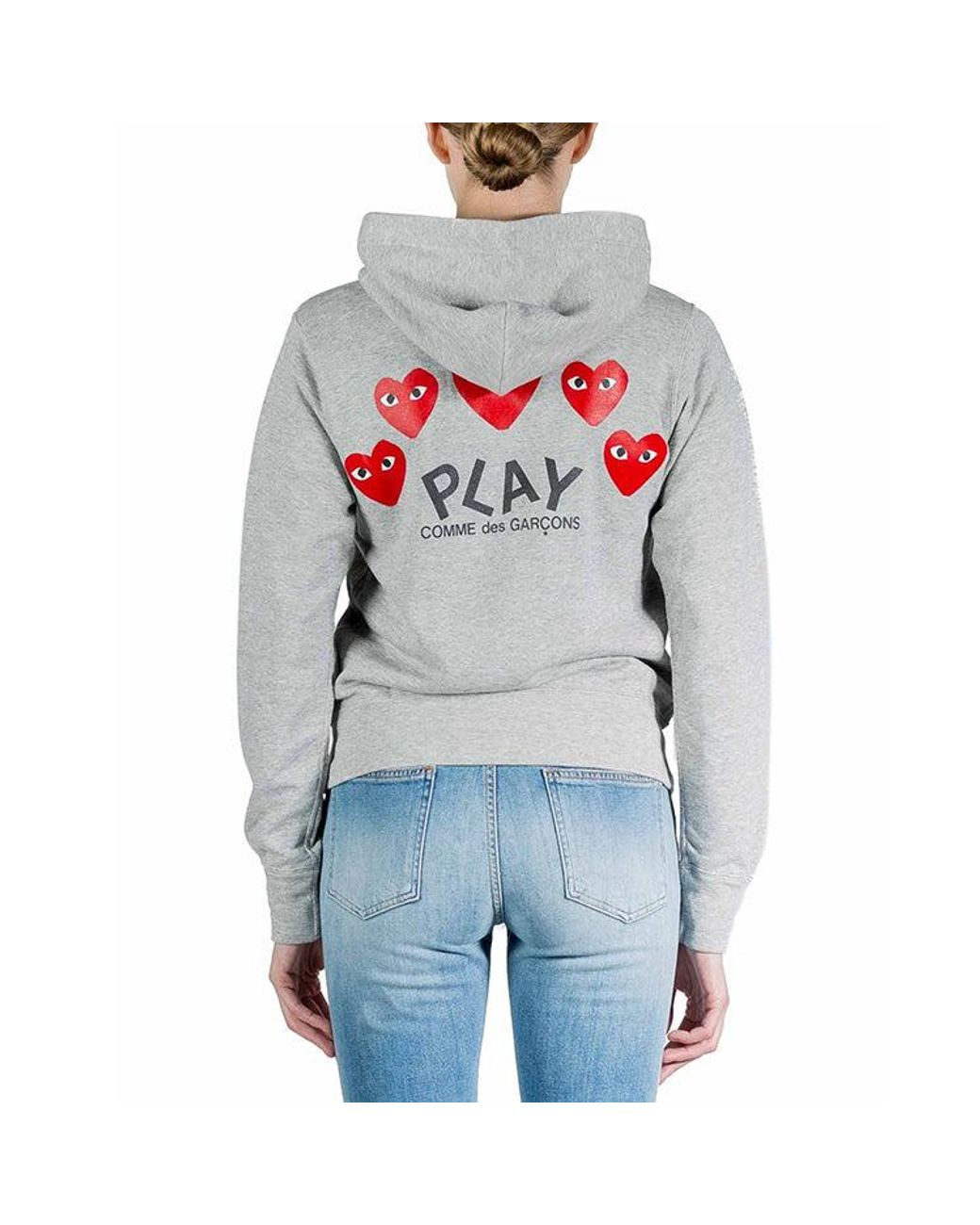 COMME DES GARÇONS PLAY Gray (Wmns) Five Heats Logo Zip Hooded Jacket