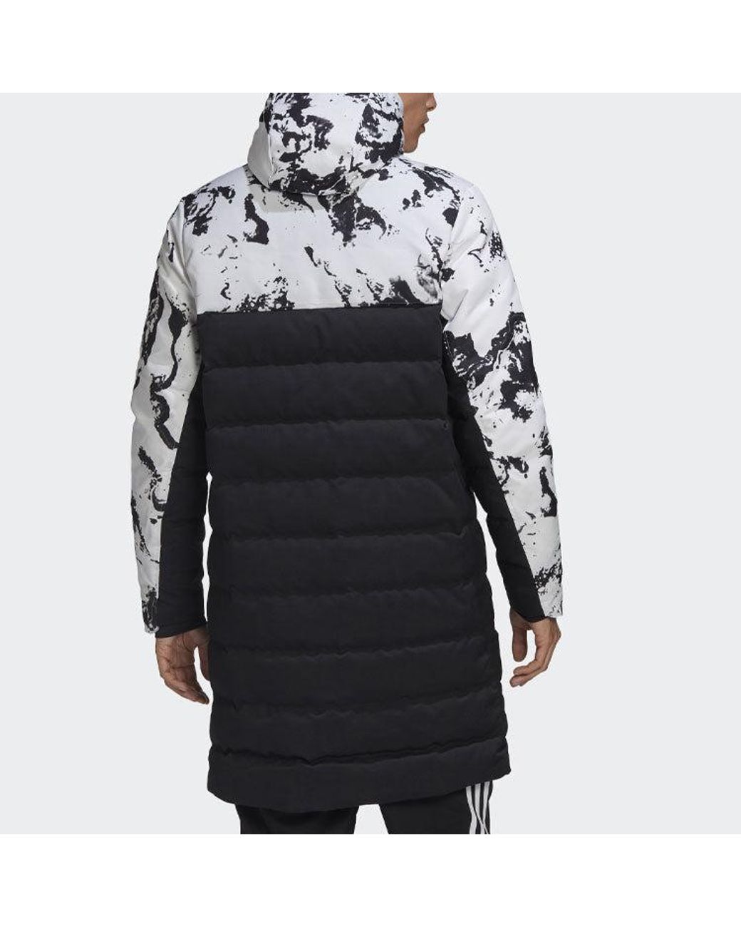 Adidas Black Juve Ssp Dwcoat Juventus Colorblock Soccer/Football Mid-Length Sports Hooded Down Jacket for men