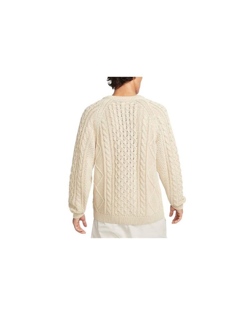 Nike Natural Solid Color Round Neck Knit Long Sleeves Wool Sweater Yellow for men