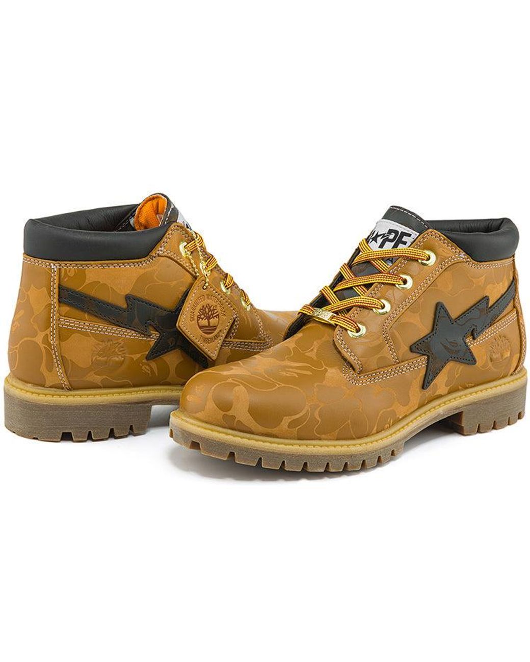 Timberland Brown X Bape Nelson Premium Waterproof Chukka Boots 'Wheat And Chocolate' for men