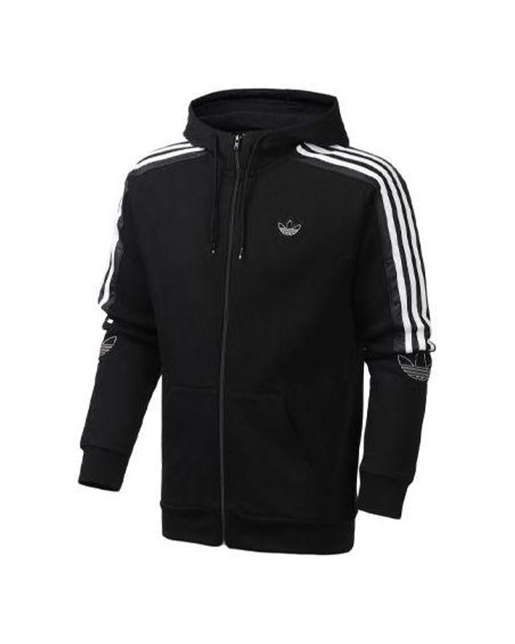 Adidas Black Originals Logo Printing Casual Hooded Jacket for men