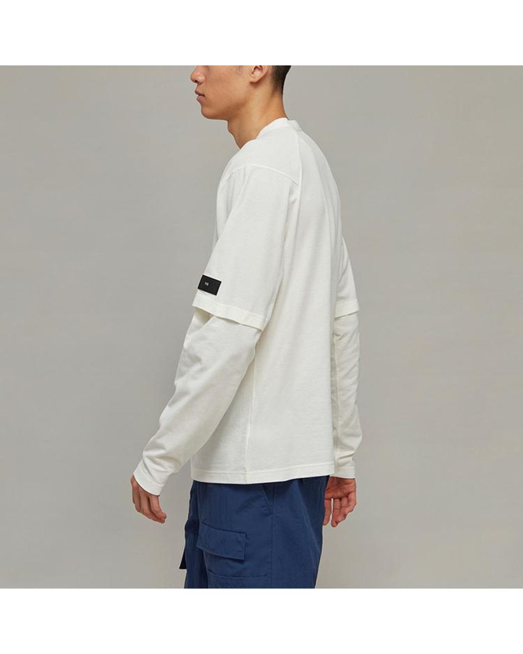 Adidas Gray Y-3 Off- Layered Long Sleeve T-Shirts for men