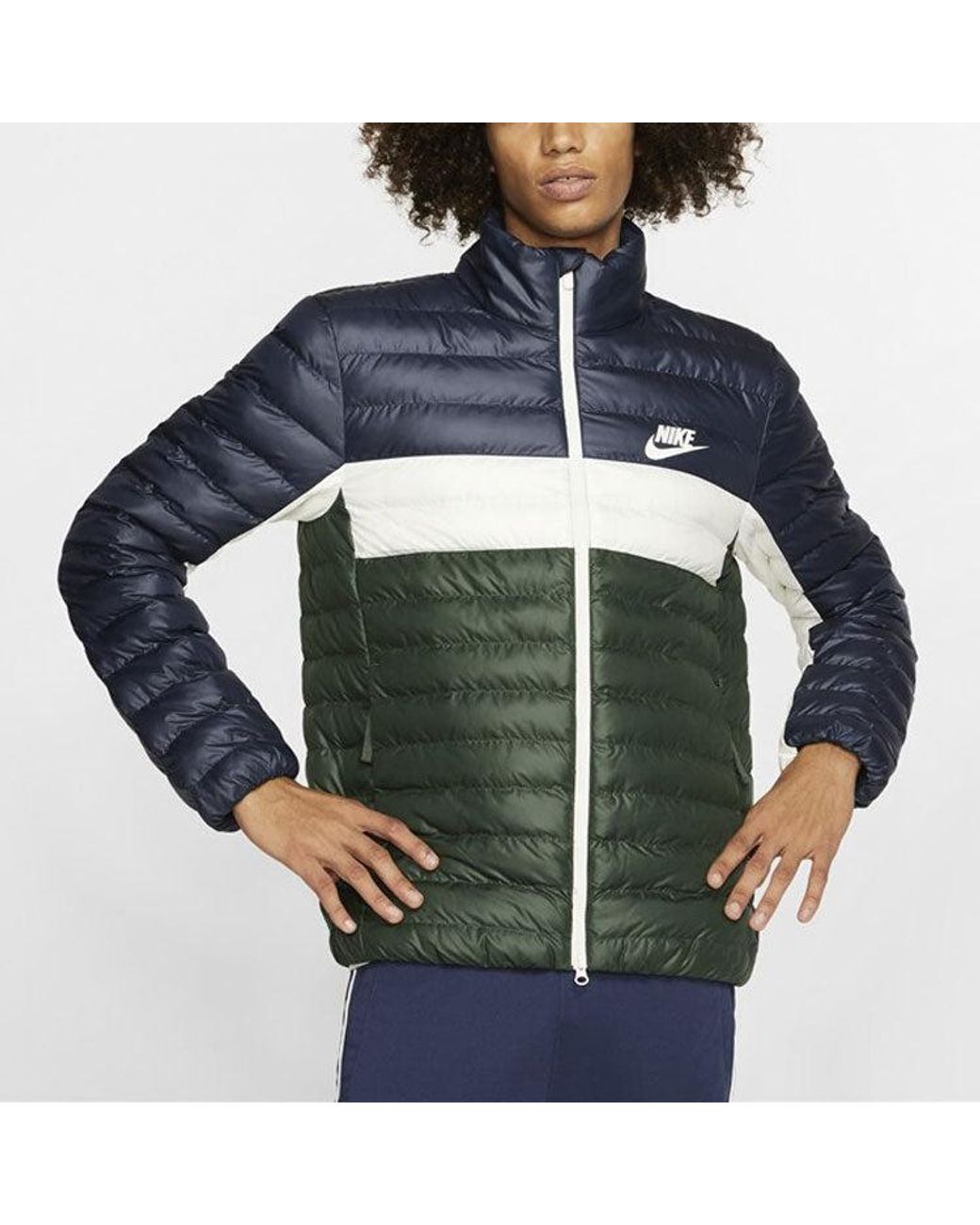 Nike Blue Athleisure Casual Sports Stand Collar Protection Against Cold Stay Warm Jacket Colorblock for men