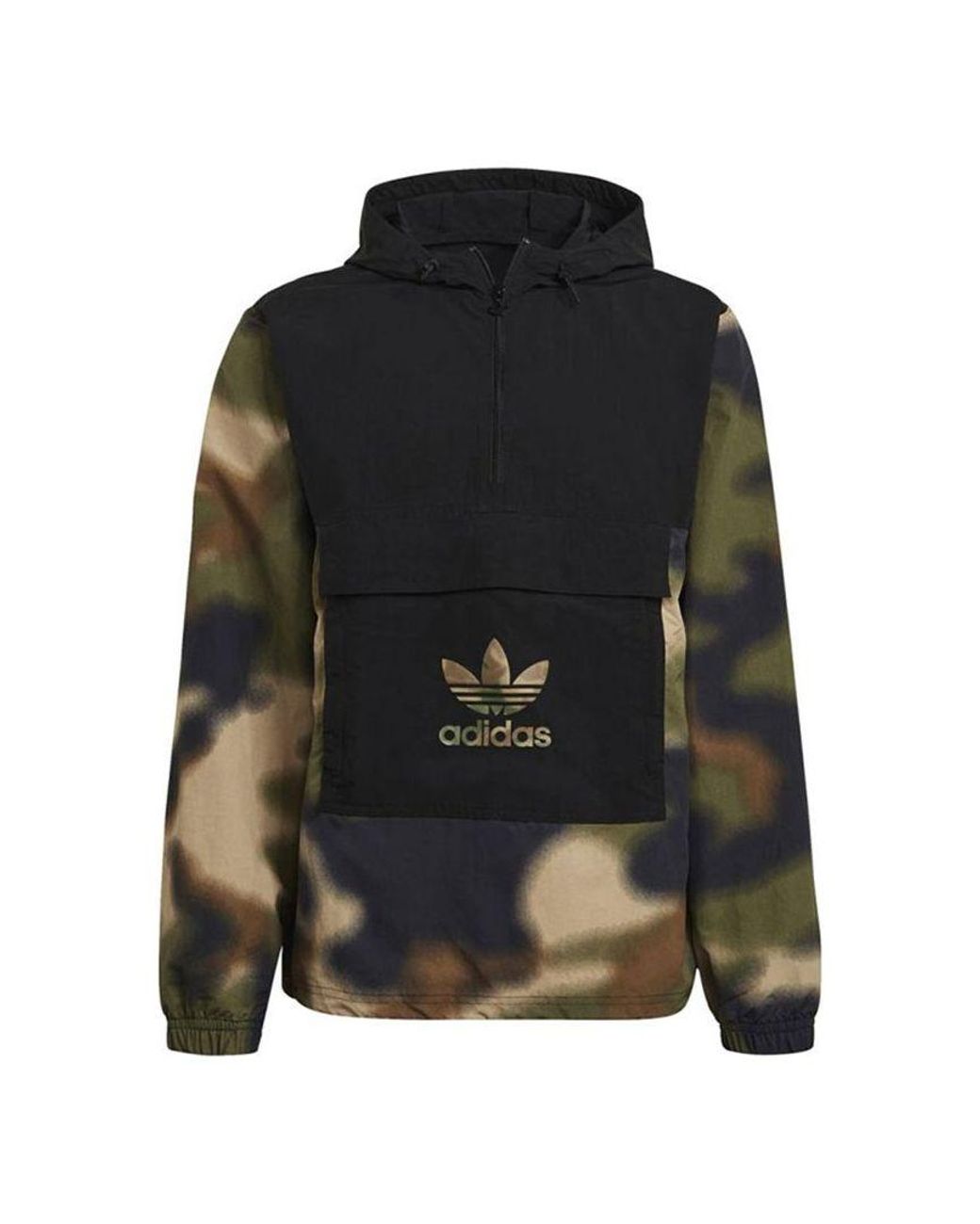 adidas Adida Origina Haf Zipper Puover Hooded Caoufage Printing Jacket  Green in Black for Men | Lyst