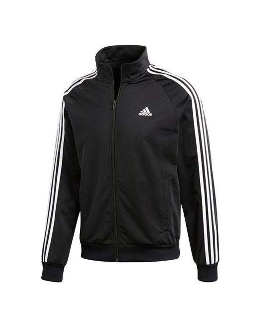 Adidas Black Logo Printing Side Stripe Stand Collar Sports Jacket for men