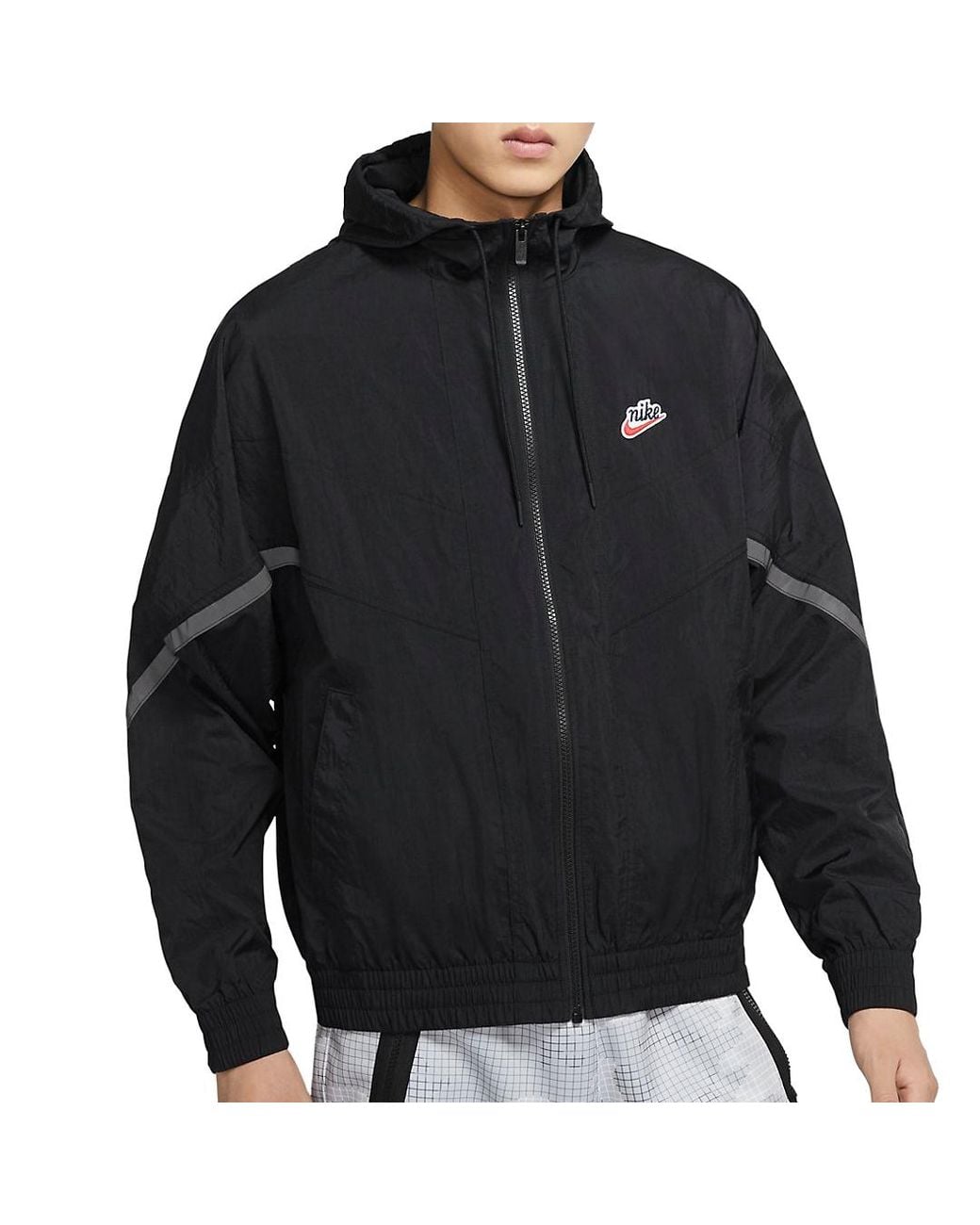 Nike Black Sportswear Windrunner+ Hooded Reflection Jacket for men