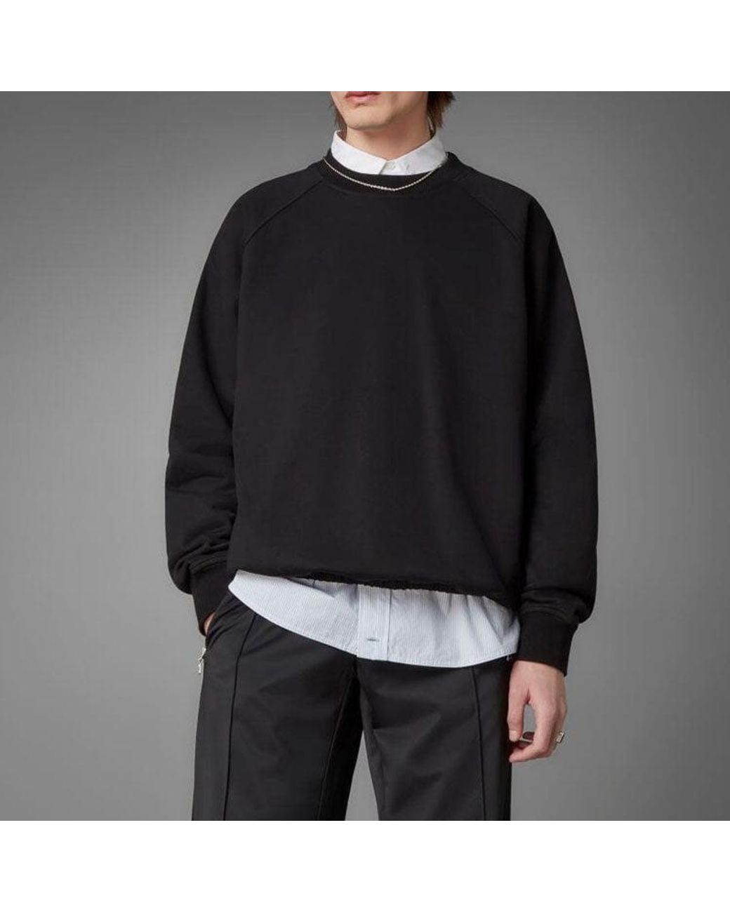 Adidas Black Originals Solid Color Loose Casual Round Neck Pullover for men
