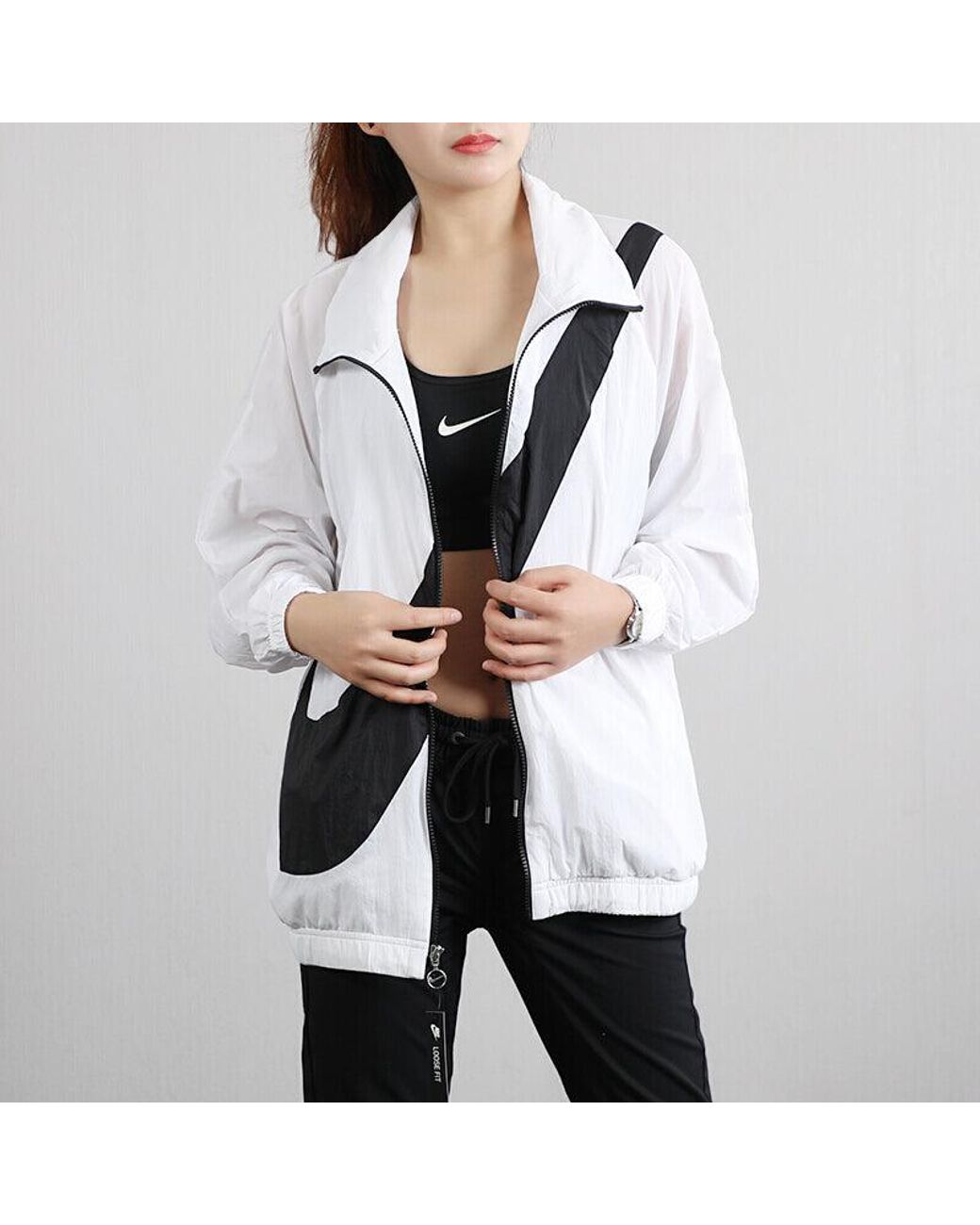 Nike White (Wmns) Collar Big Swoosh Jacket