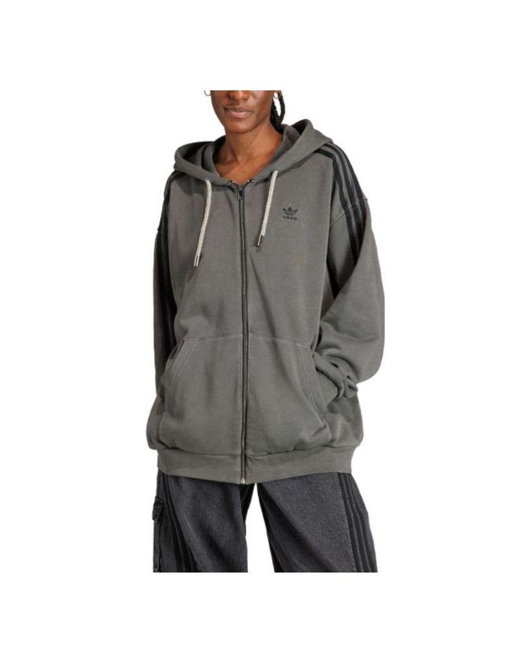 Adidas Gray (Wmns) Adilenium Oversized Full-Zip Hoodie