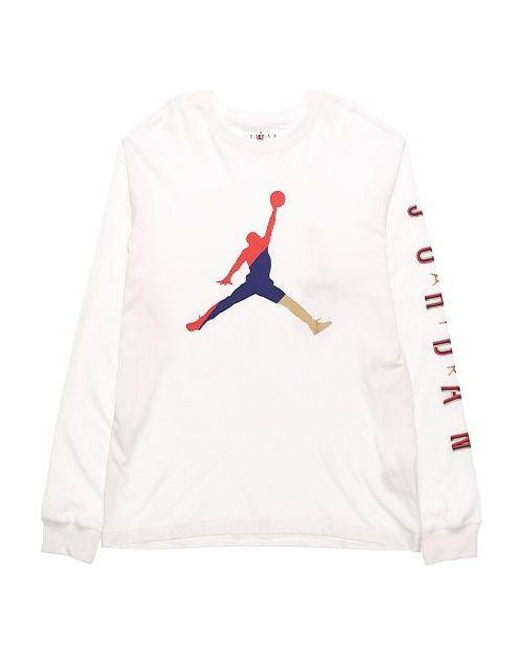 Nike White Alphabet Multi-Color Logo Round Neck Long Sleeves for men
