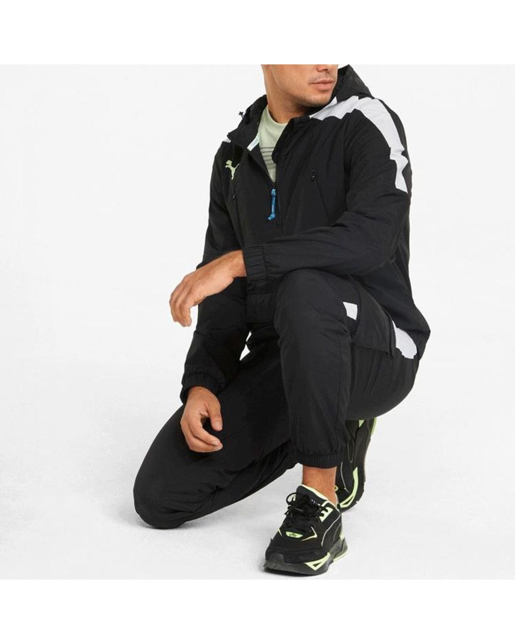 PUMA Black Cloud9 Woven Half Zip Jacket for men