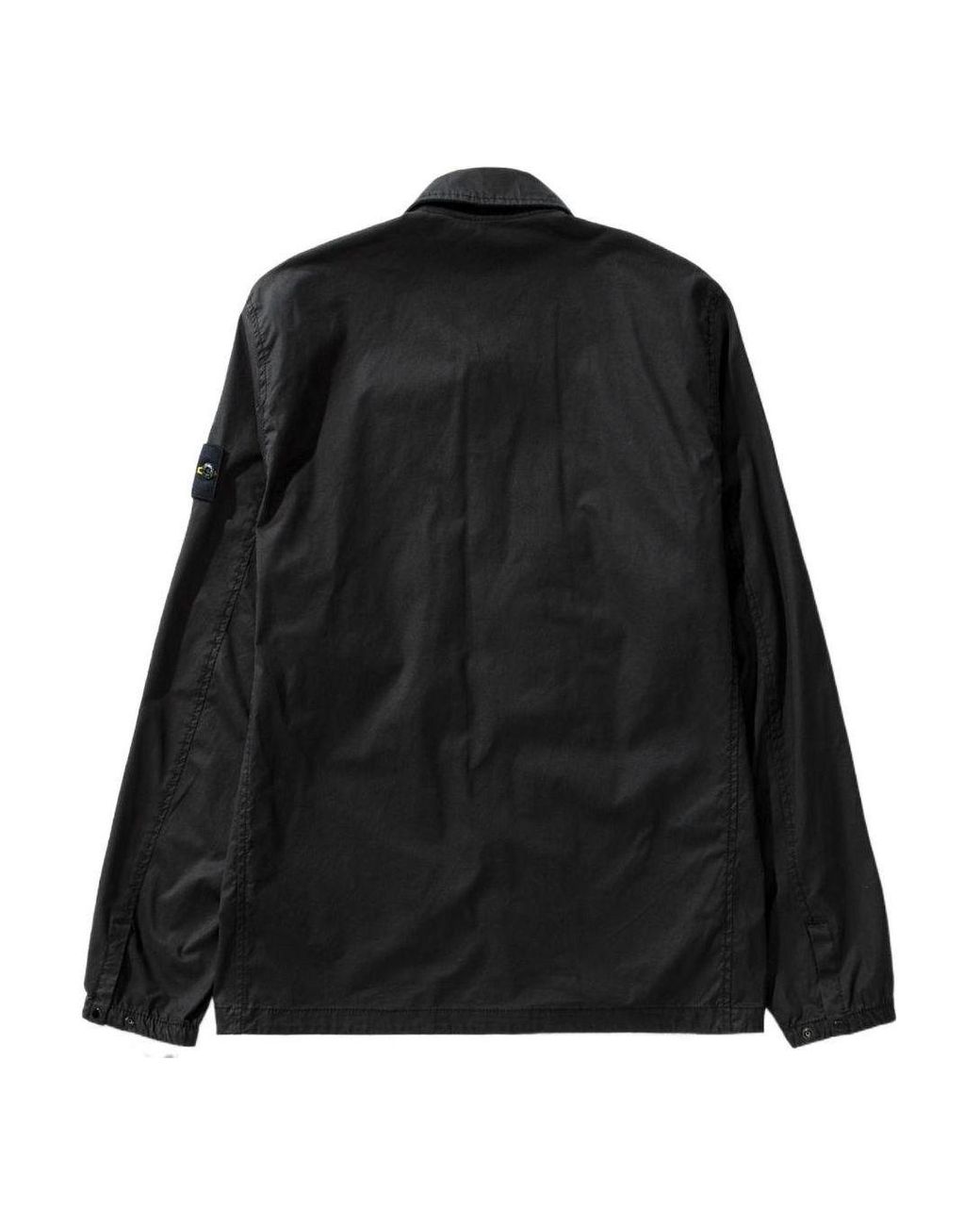 Stone Island Black Compass Patch Zip Up Shirt for men