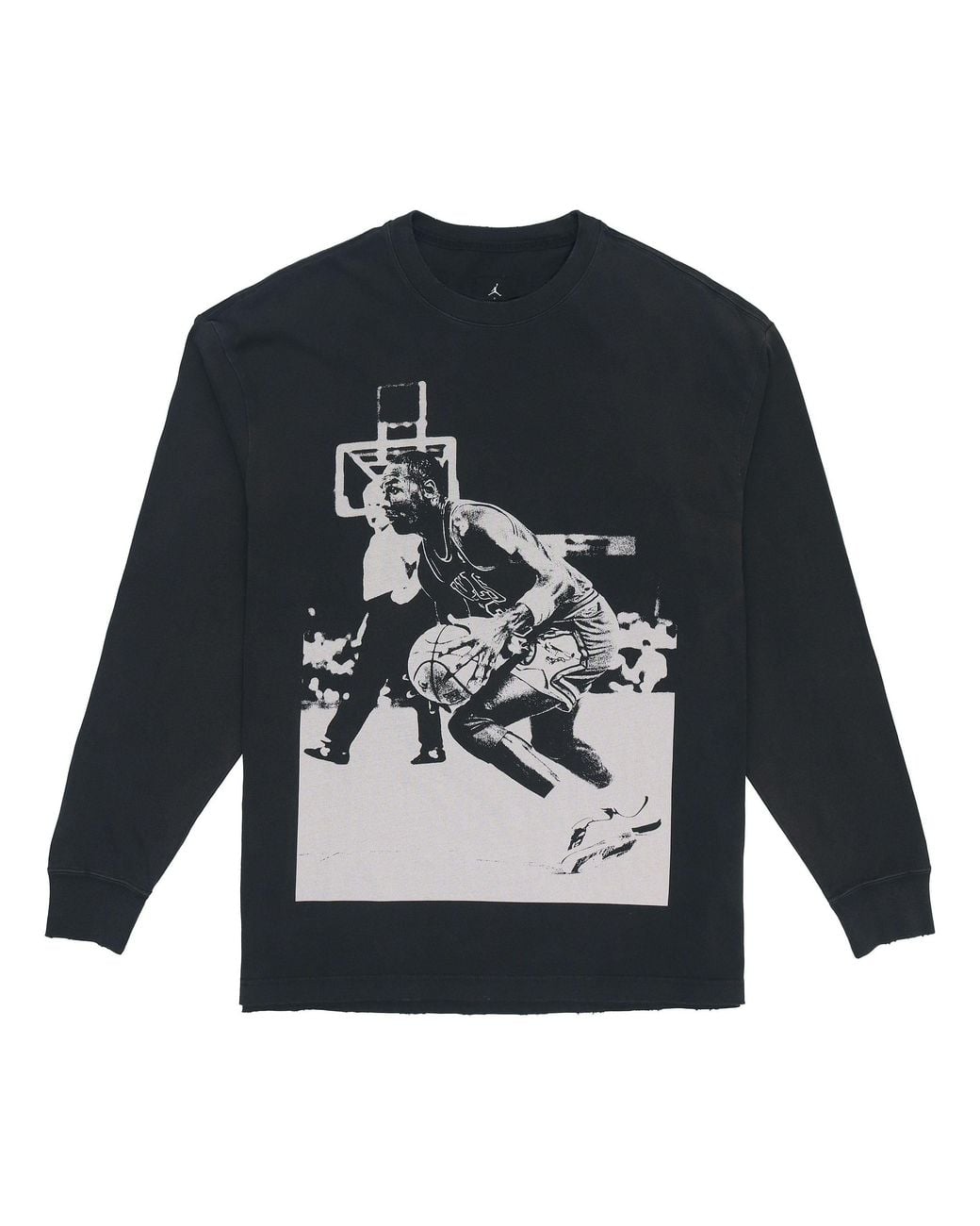 Nike Blue X Union Crossover Photo Character Shooting Printing Round Neck Pullover Long Sleeves Asia Edition Couple Style Black for men