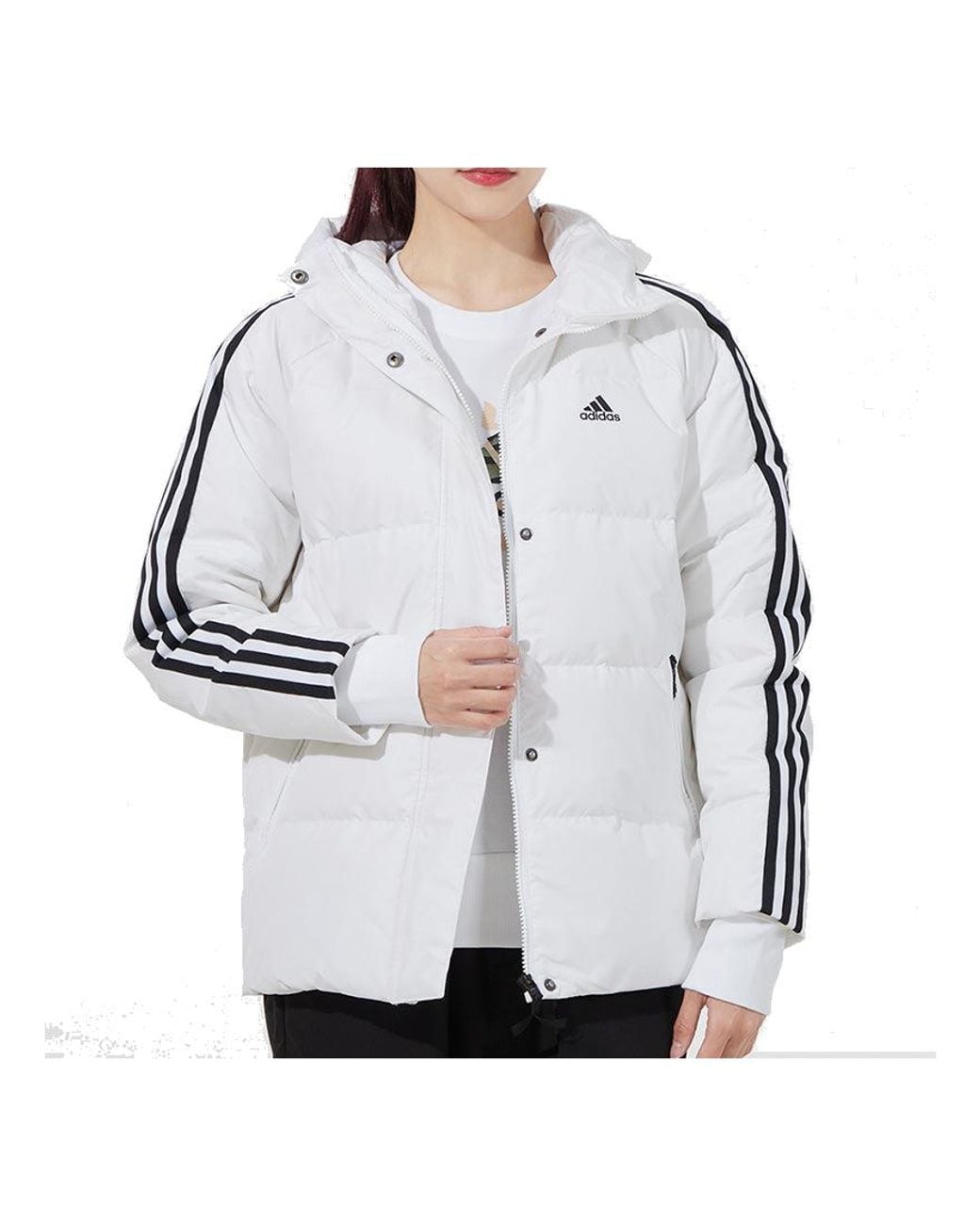 Adidas White (Wmns) 3-Stripe Puff Down Jacket