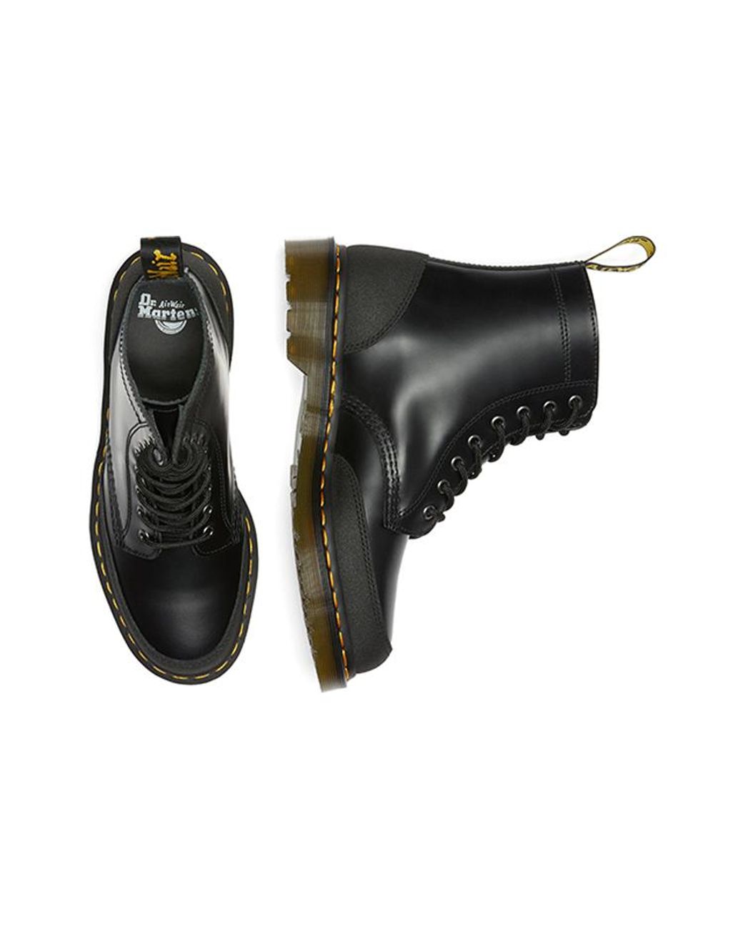 Dr. Martens Black 1460 Guard Panel Leather Lace Up Boots