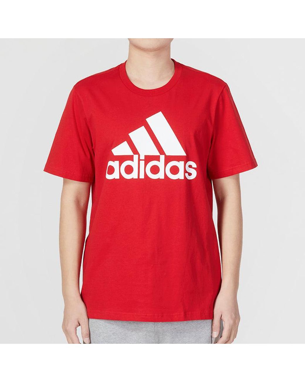 Adidas Red Bl Sj Esstential Tee for men