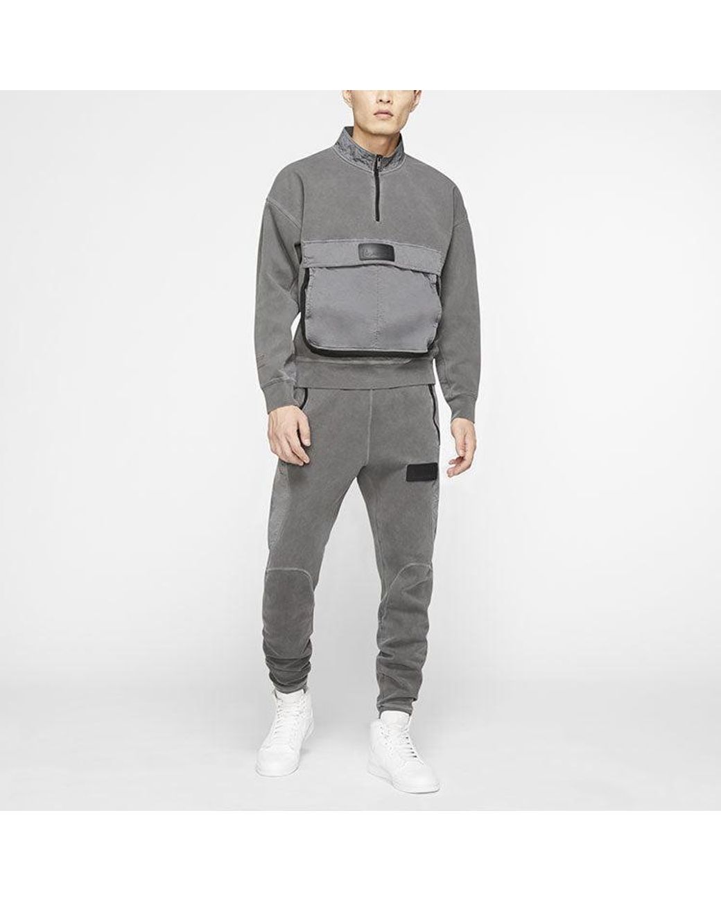 Nike Gray 23 Engineered Half Zip Open Sweatshirt For for men