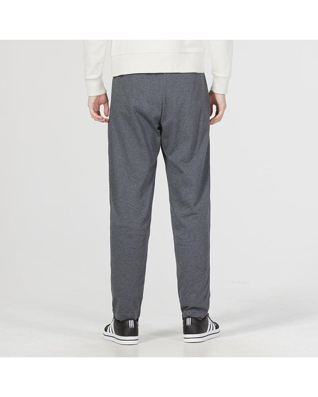 Adidas Gray Essentials Single Jersey Tapered Open Hem Pants for men