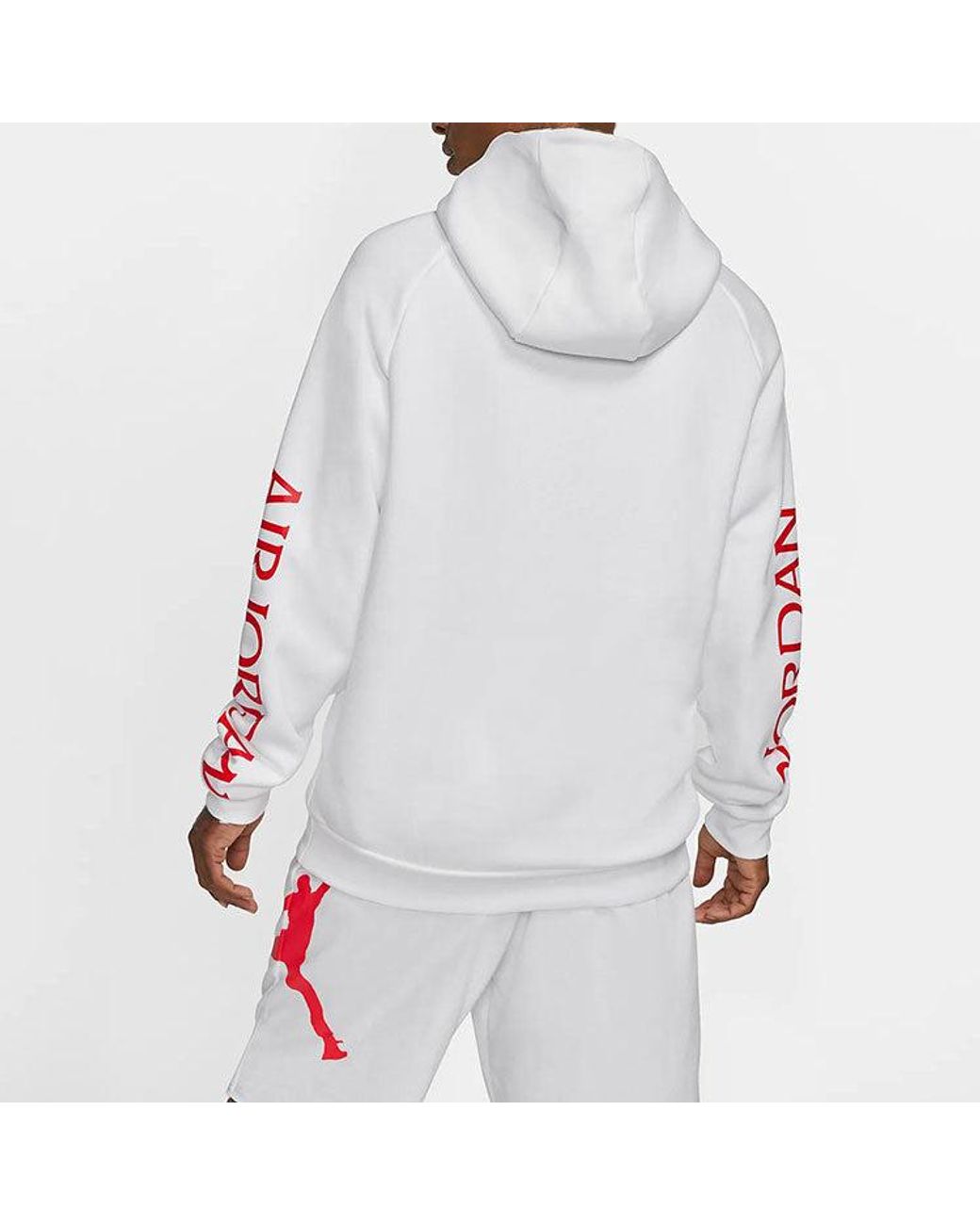 Nike White Jumpman Classics Logo Printing Fleece Lined Stay Warm Pullover for men