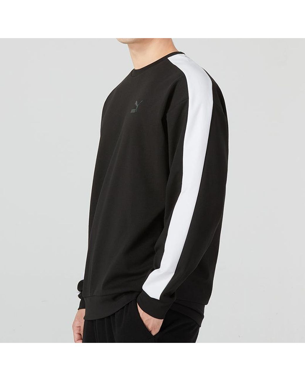 PUMA Black Suit Crew Neck Logo Sweatshirt for men