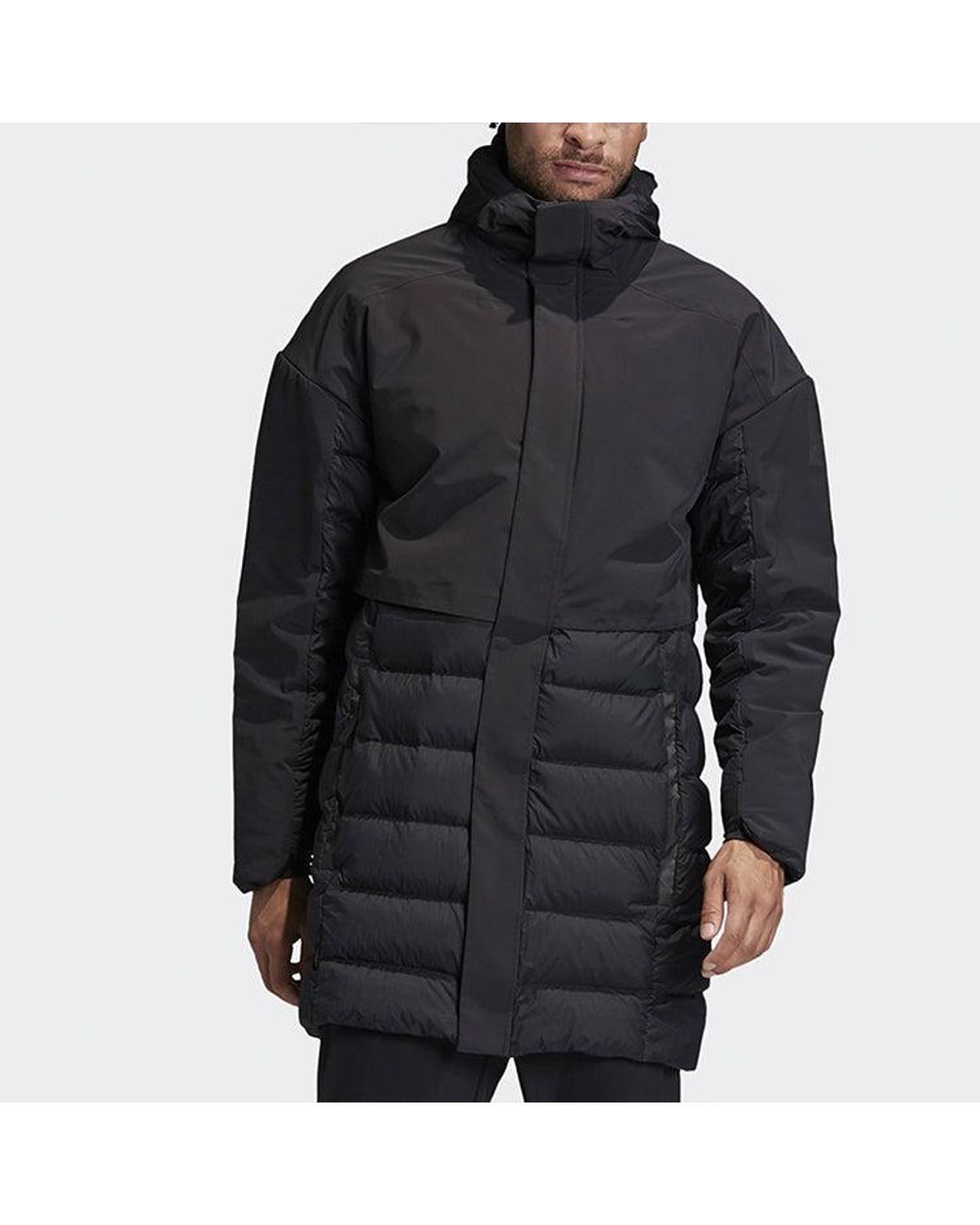 Adidas Blue Outdoor Casual Sports Windproof Stay Warm Hooded Down Jacket for men