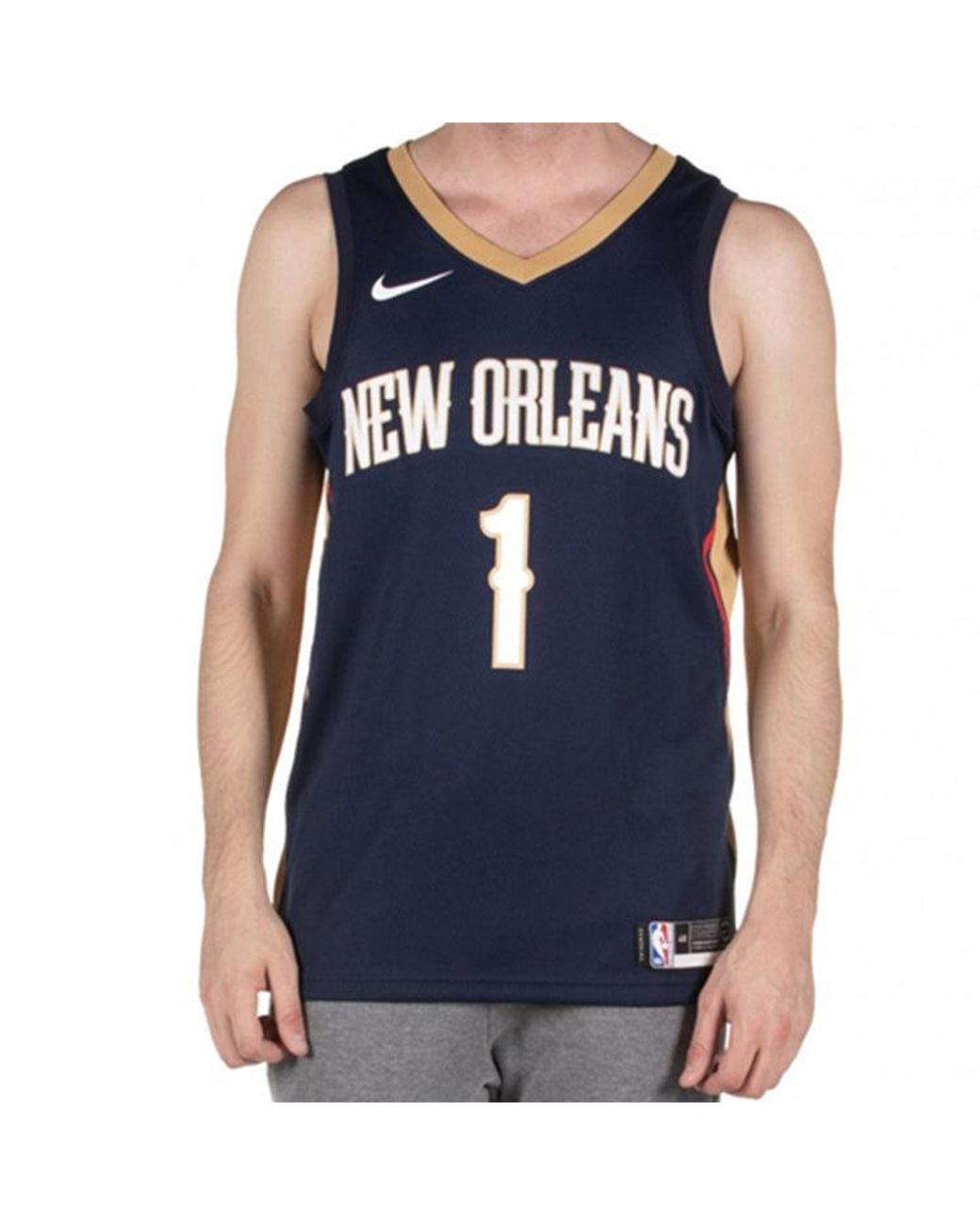 Nike Blue Nba Zion Williamson Basketball Sports Jersey Sw Fan Edition New Orleans Pelicans 1 Dark for men
