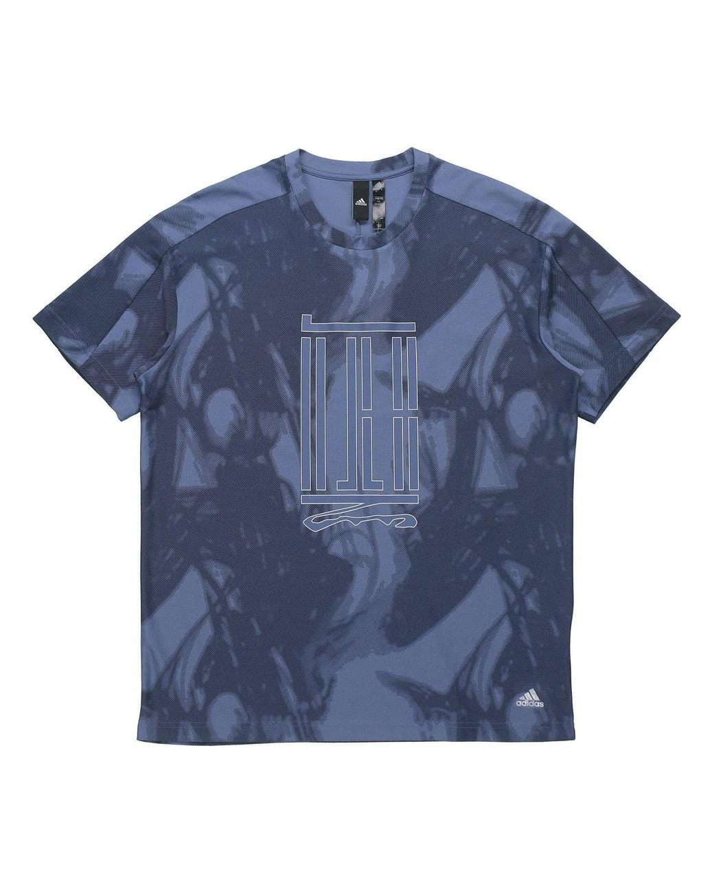 Adidas Blue Wj Top Series Sports Loose Printing Round Neck Short Sleeve for men