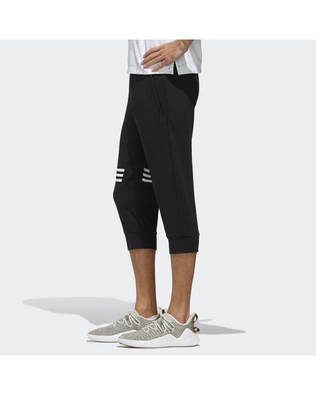 Adidas Black Ai Pnt 3 Dk Sports Running Stripe 3/ Knit Long Pants/Trousers for men