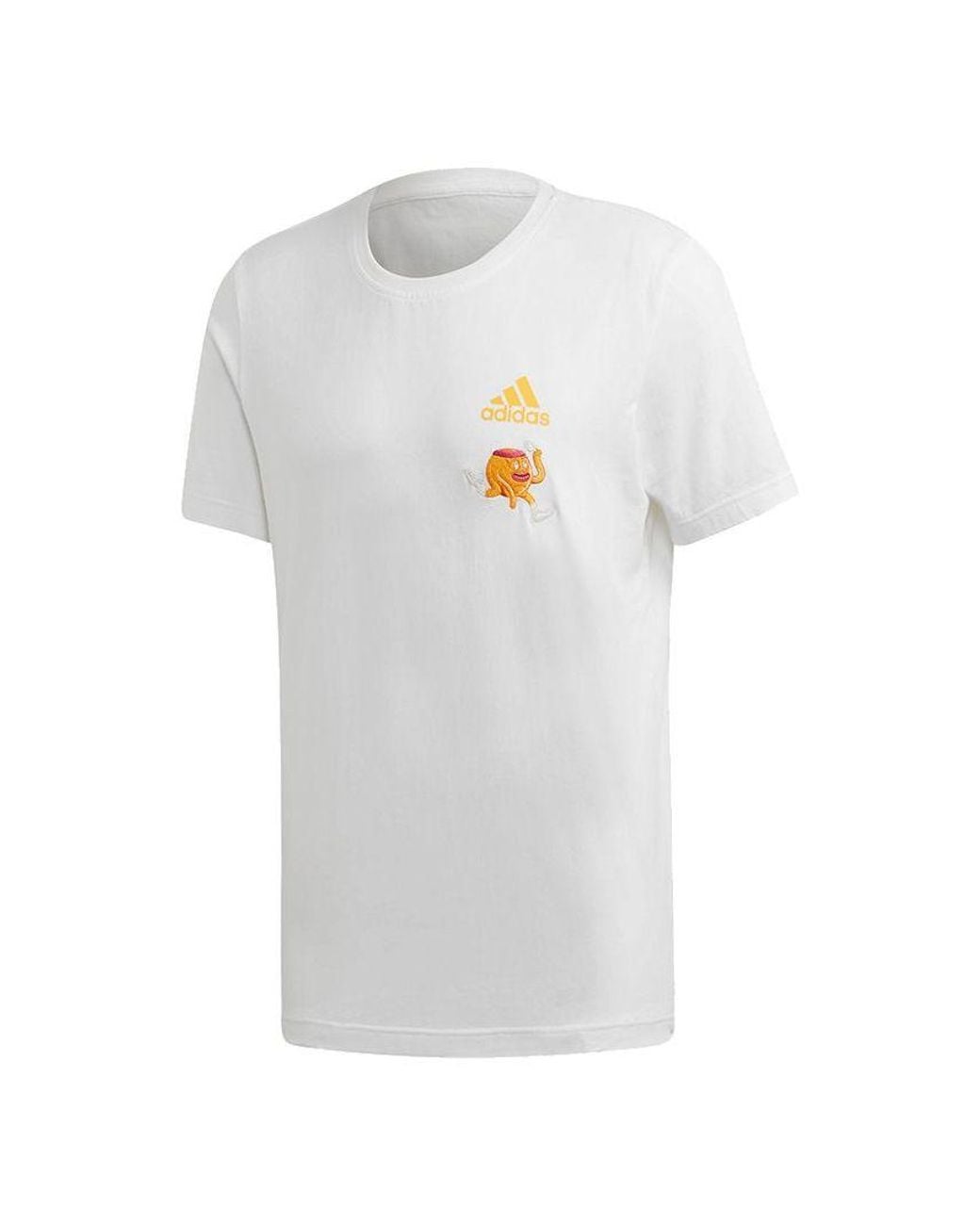 Adidas White Embroidery Gfx Embroidered Cartoon Printing Casual Sports Round Neck Short Sleeve for men