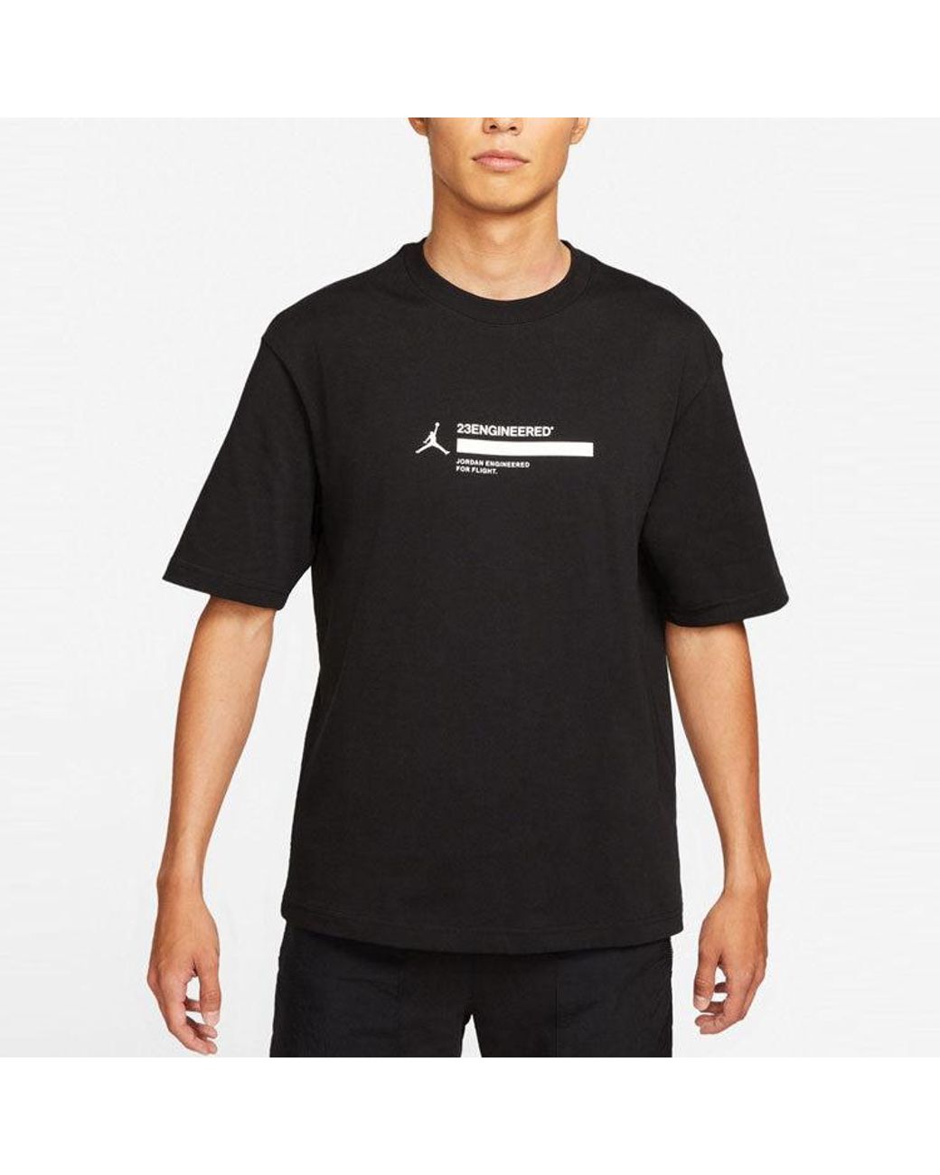 Nike Black 23 Engineered Basketball Sports Printing Round Neck Short Sleeve for men