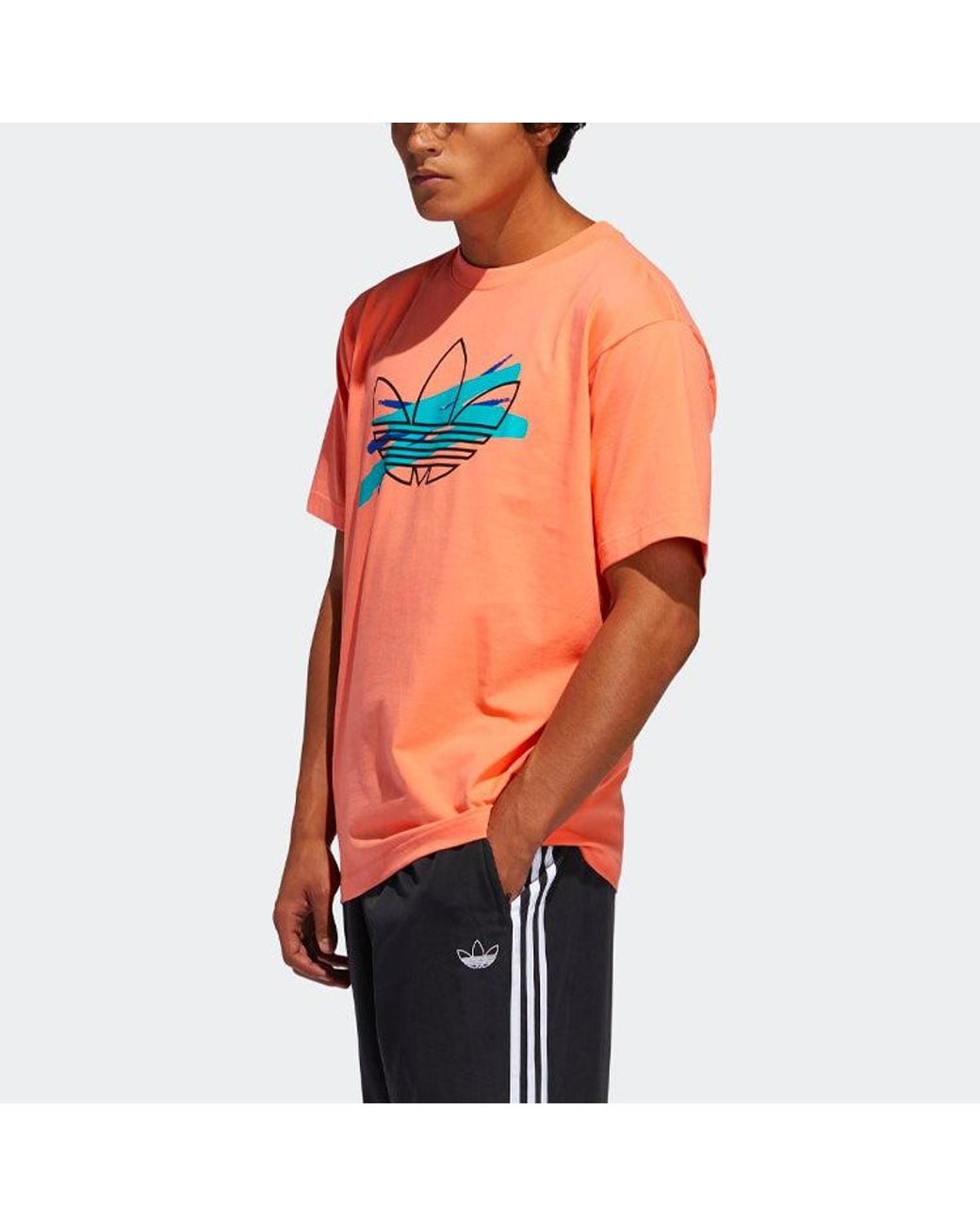 Adidas Orange Originals Logo Printing Sports Round Neck Short Sleeve for men
