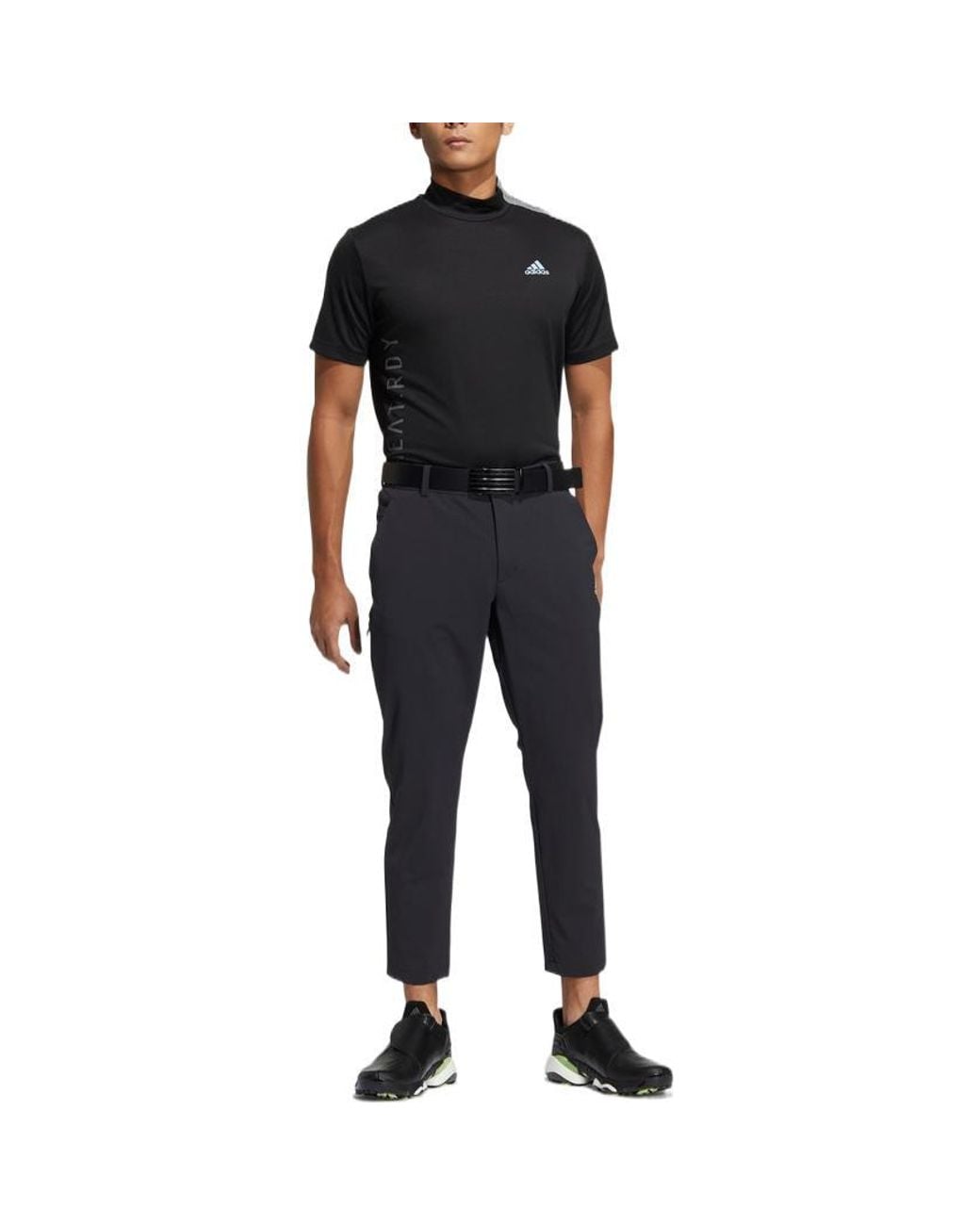 Adidas Black Colorblock Golf Sports Half Turtleneck Short Sleeve T-Shirt for men