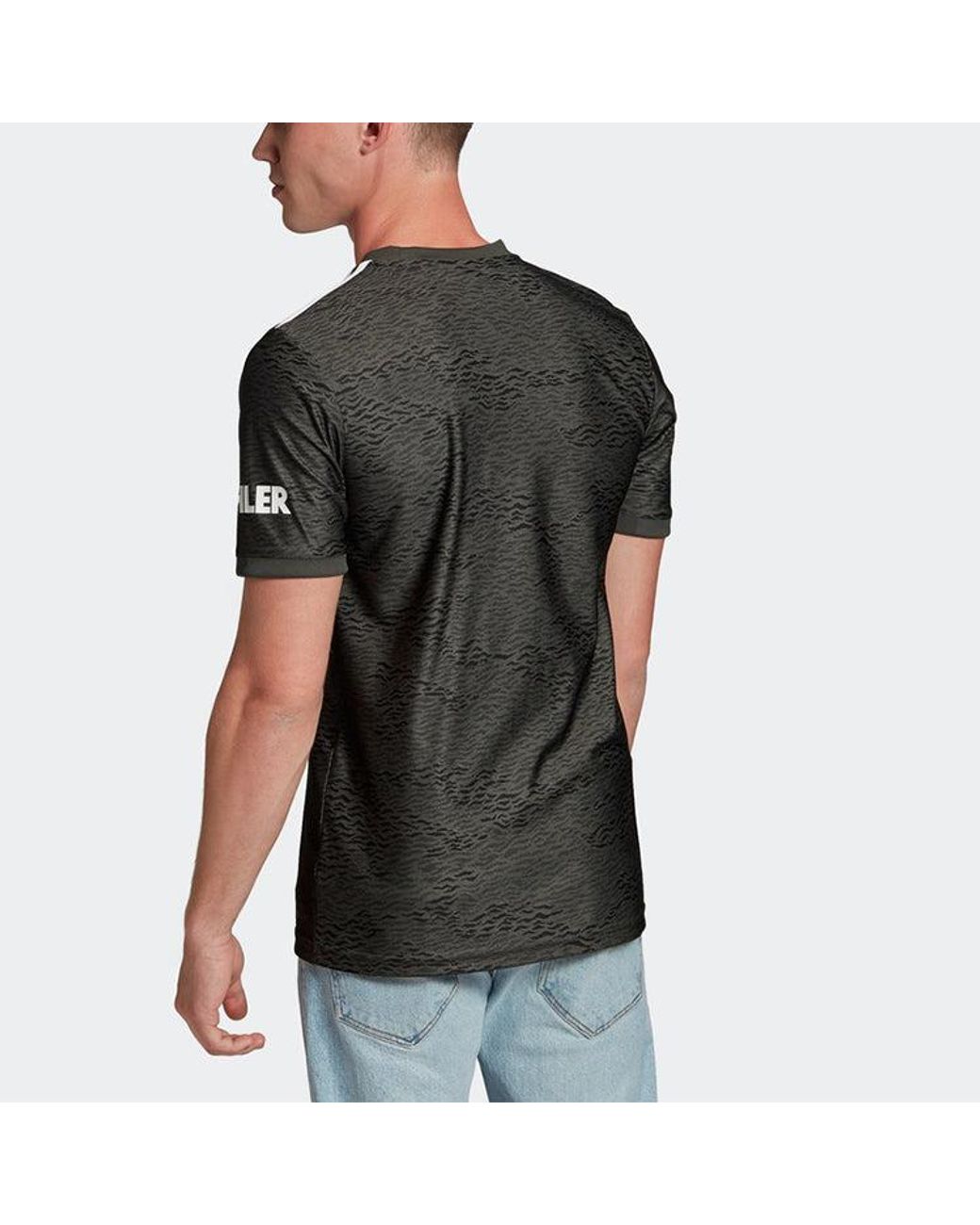 Adidas Gray Mufc A Jsy 20-21 Season Manchester United Away Sw Fan Edition Sports Short Sleeve Jersey for men