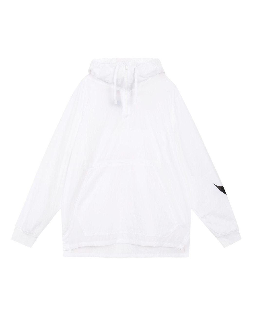 Nike White Big Swoosh Large Logo Half Zipper Hooded Interchange Jacket for men