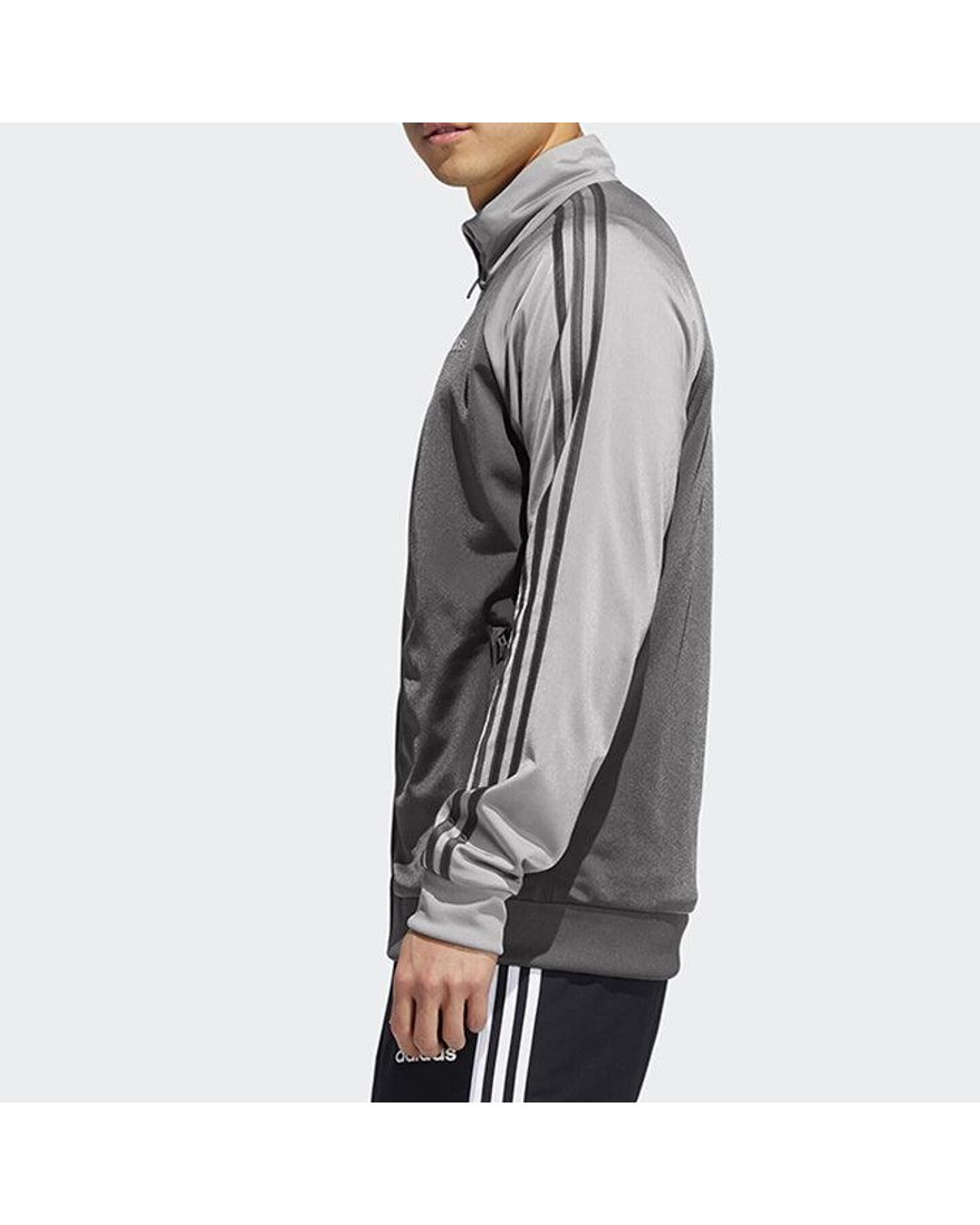 Adidas Gray Stripe Logo Pattern Loose Long Sleeves Jacket for men