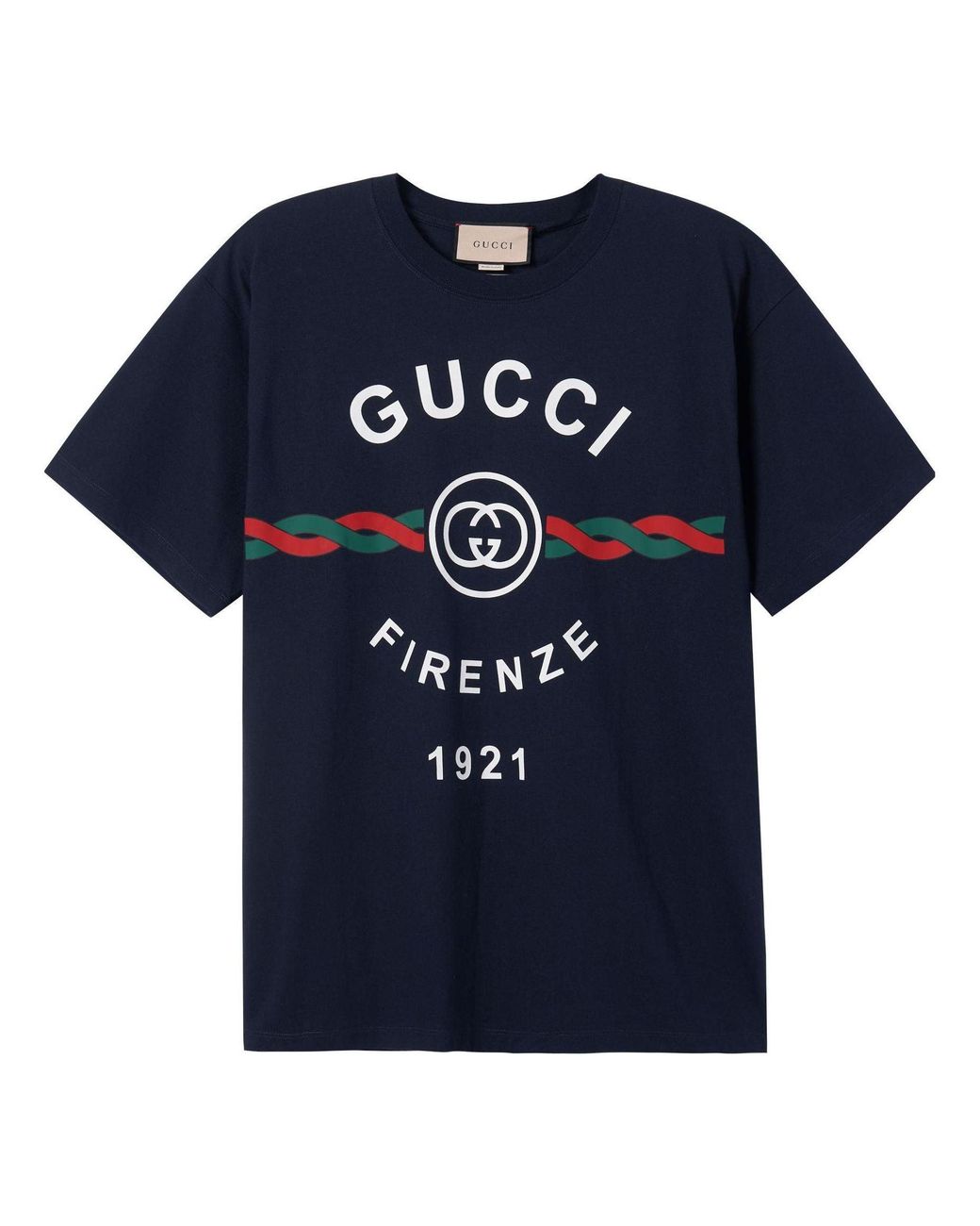 Gucci Blue Cotton Jersey 'Gucci Firenze 1921' T-Shirt for men