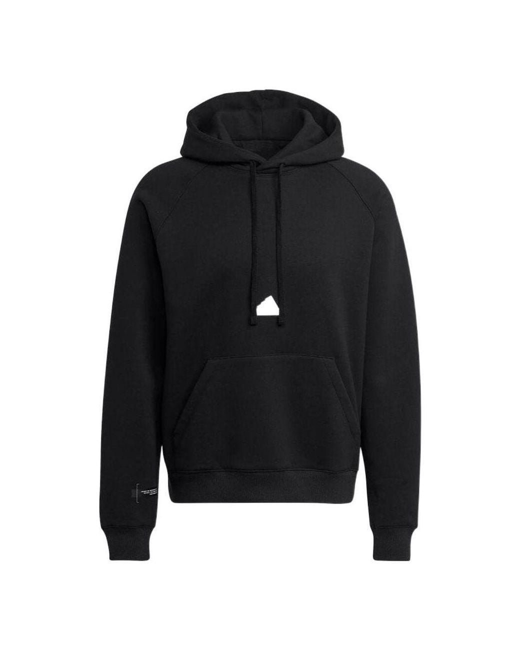 Adidas Black Solid Color Logo Hooded Loose Long Sleeves for men