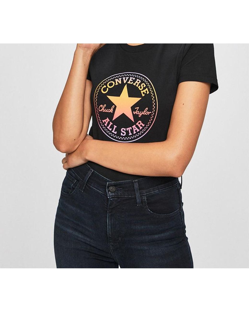 Converse Black (Wmns) Printing Sports Short Sleeve