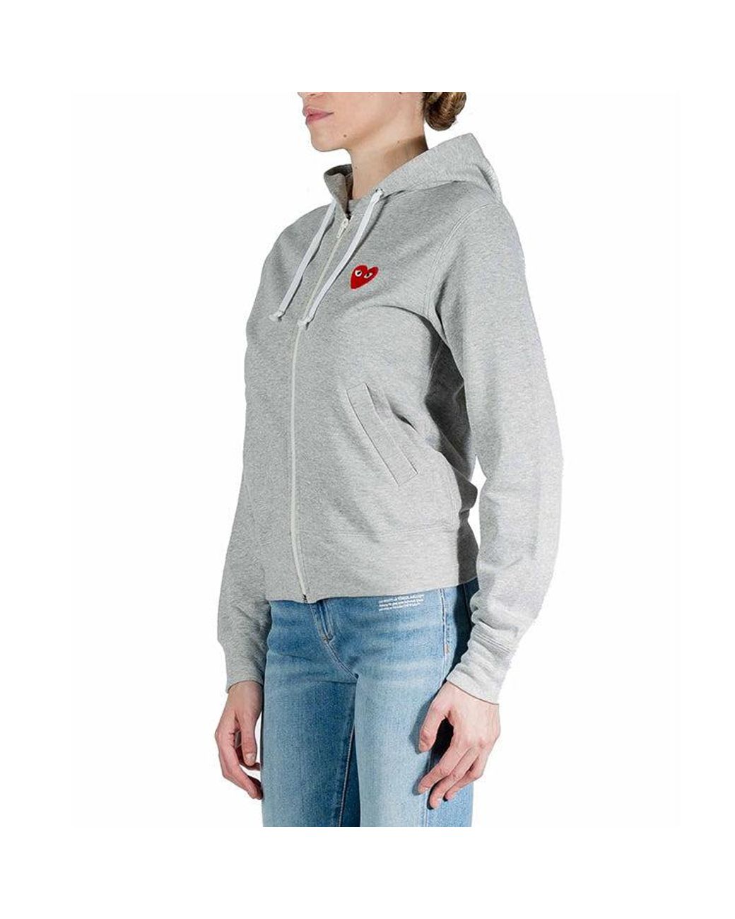 COMME DES GARÇONS PLAY Gray (Wmns) Five Heats Logo Zip Hooded Jacket