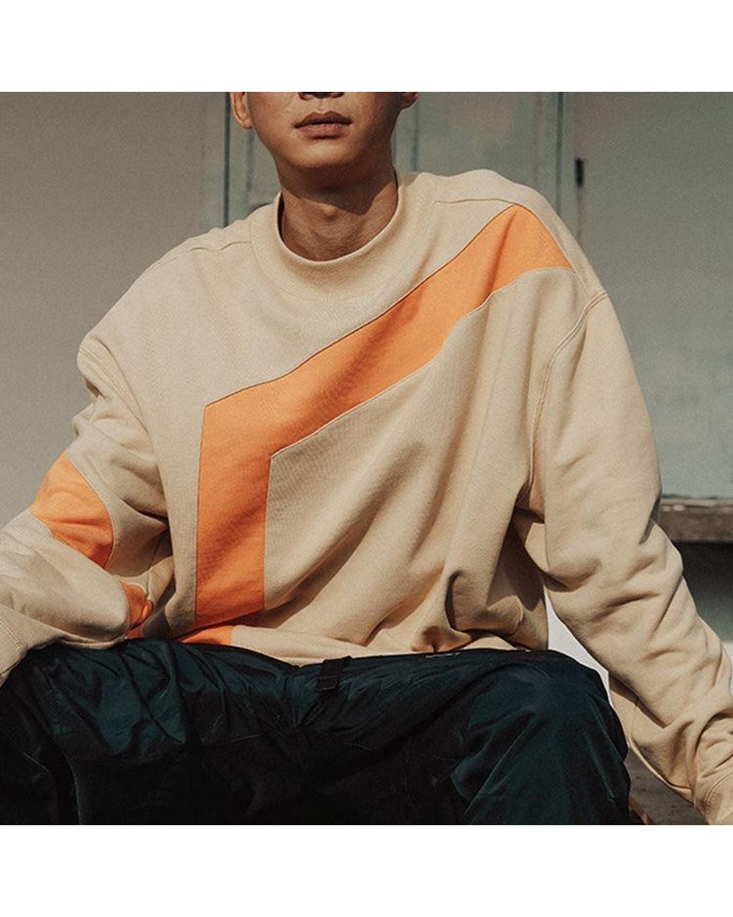 Vans Orange Logo Printing Casual Sports Pullover Couple Style for men