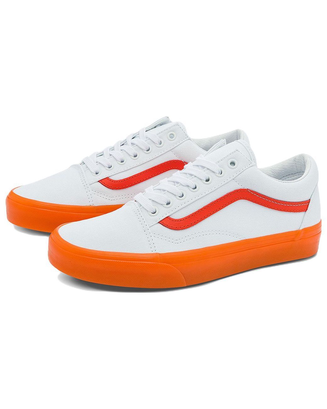 Vans Old Skool Casual Low Top Skate Shoes Small Orange Side Stripe | Lyst