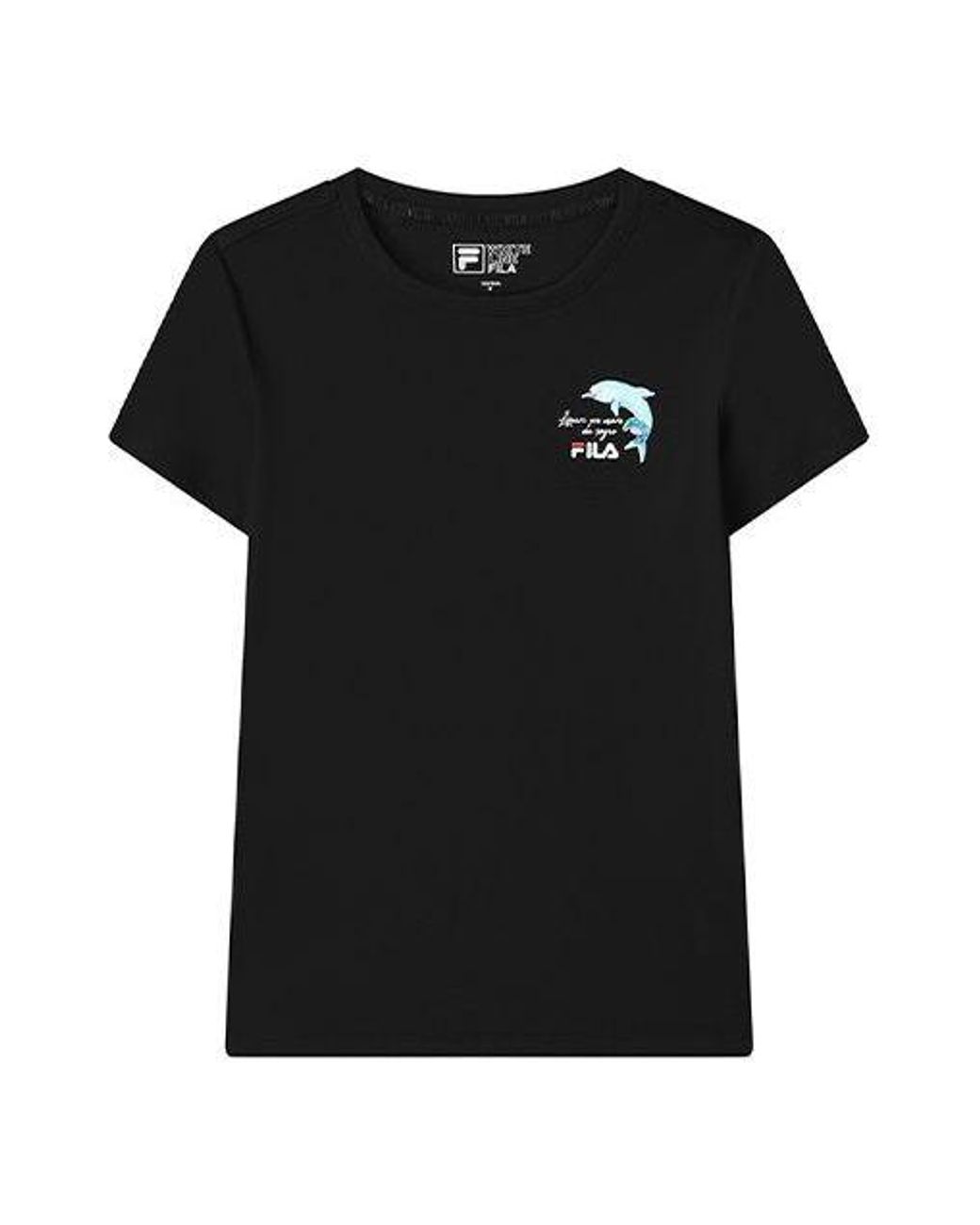 Fila Black (Wmns) Dolphin Printing Round Neck Short Sleeve