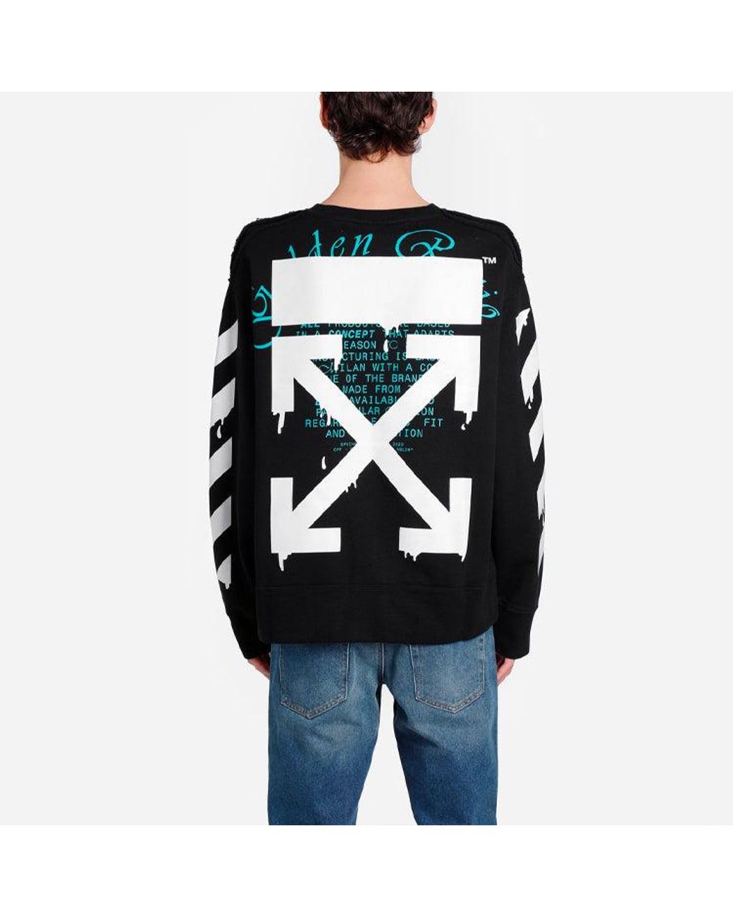 Off-White c/o Virgil Abloh Black C/O Virgil Abloh Slogan Arrow Printing Round Neck for men